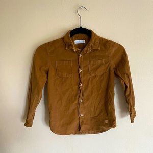Zara Kids Boys Brown Corduroy Button Down Long Sleeve Shirt
